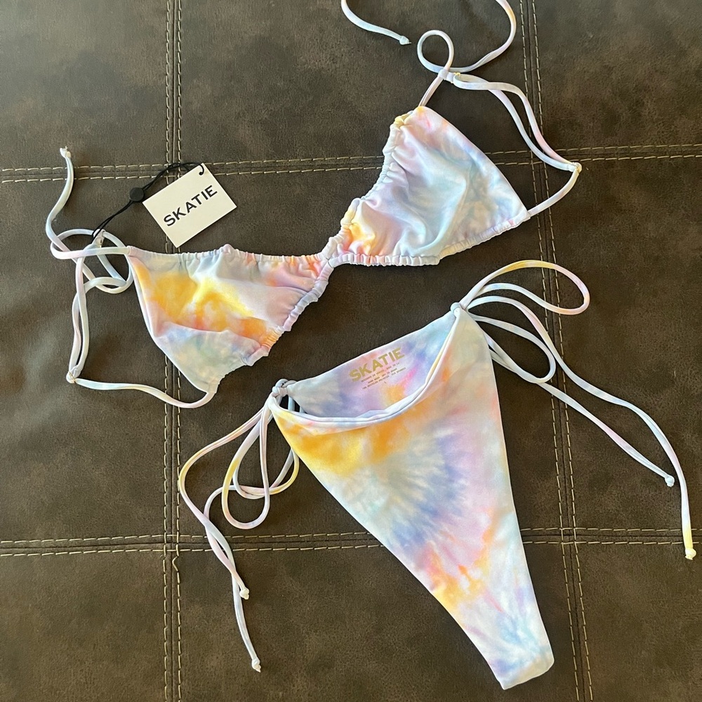 Skatie Pastel Tie-Dye String Bikini - Yellow, Pink, Blue, Purple